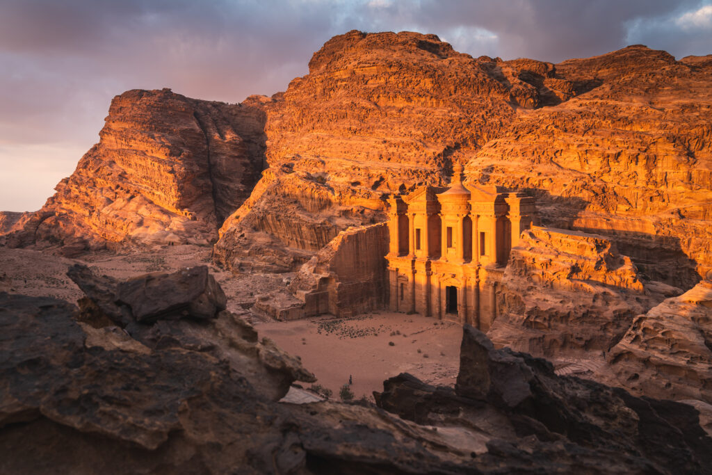 The,Monastery,Or,Ad,Deir,At,Beautiful,Sunset,In,Petra