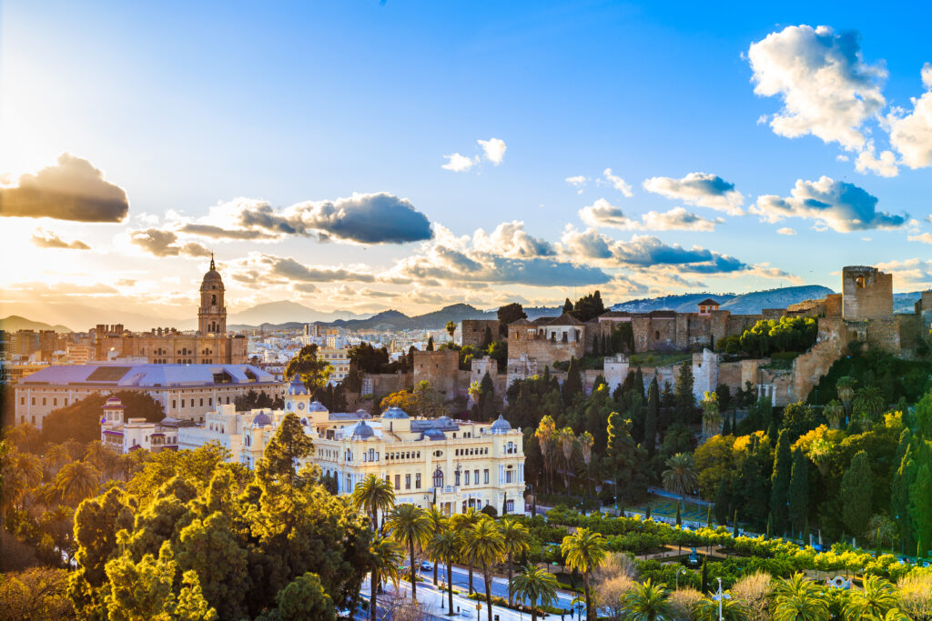 Sunset,With,Views,Of,The,Cathedral,Of,Malaga